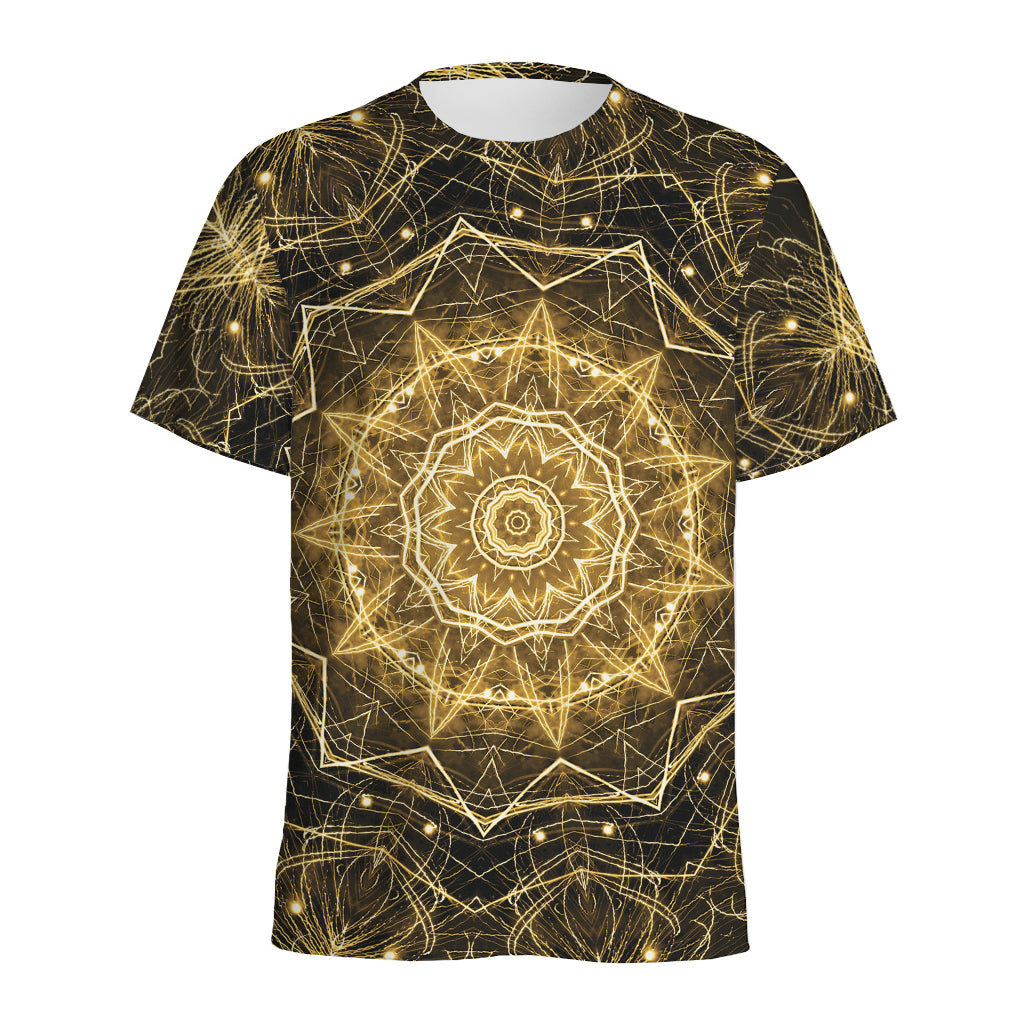 Gold Kaleidoscope Print Men's Sports T-Shirt