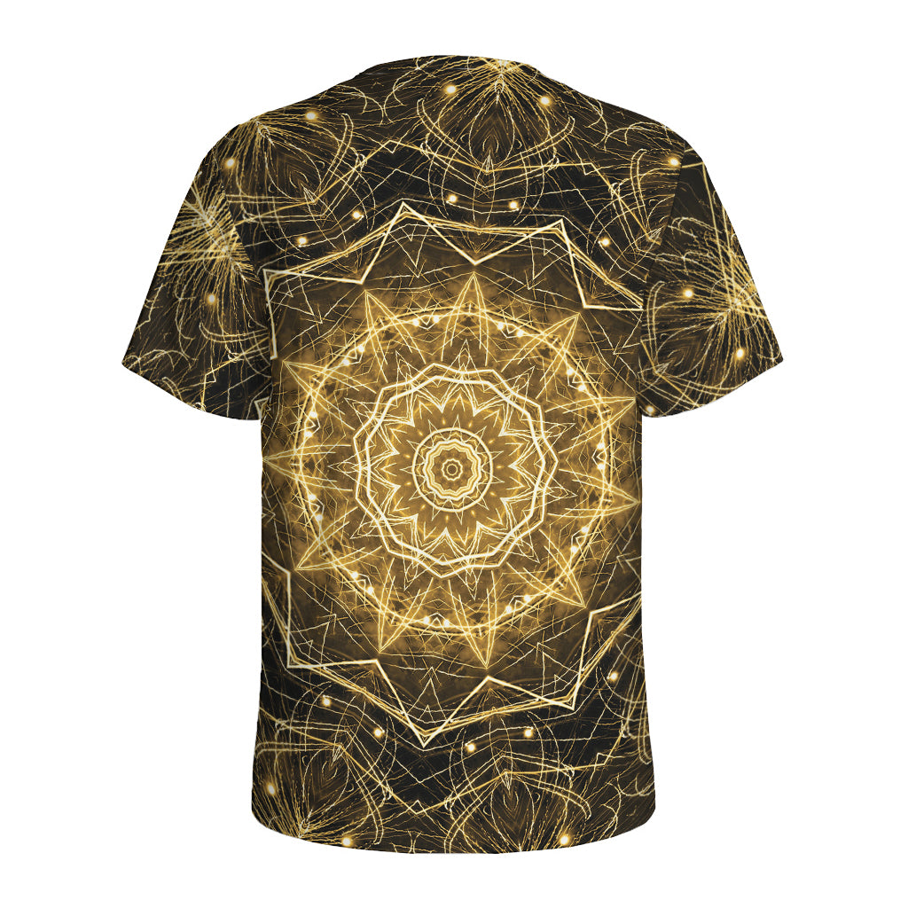 Gold Kaleidoscope Print Men's Sports T-Shirt