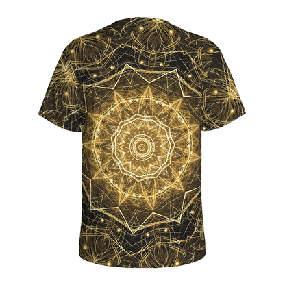 Gold Kaleidoscope Print Men's Sports T-Shirt