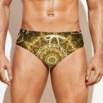 Gold Kaleidoscope Print Men's Swim Briefs
