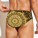 Gold Kaleidoscope Print Men's Swim Briefs