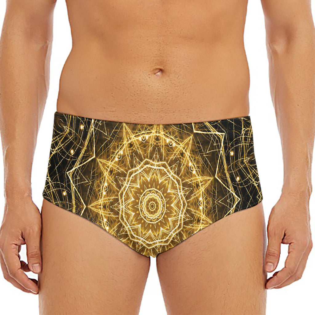 Gold Kaleidoscope Print Men's Triangle Swim Briefs