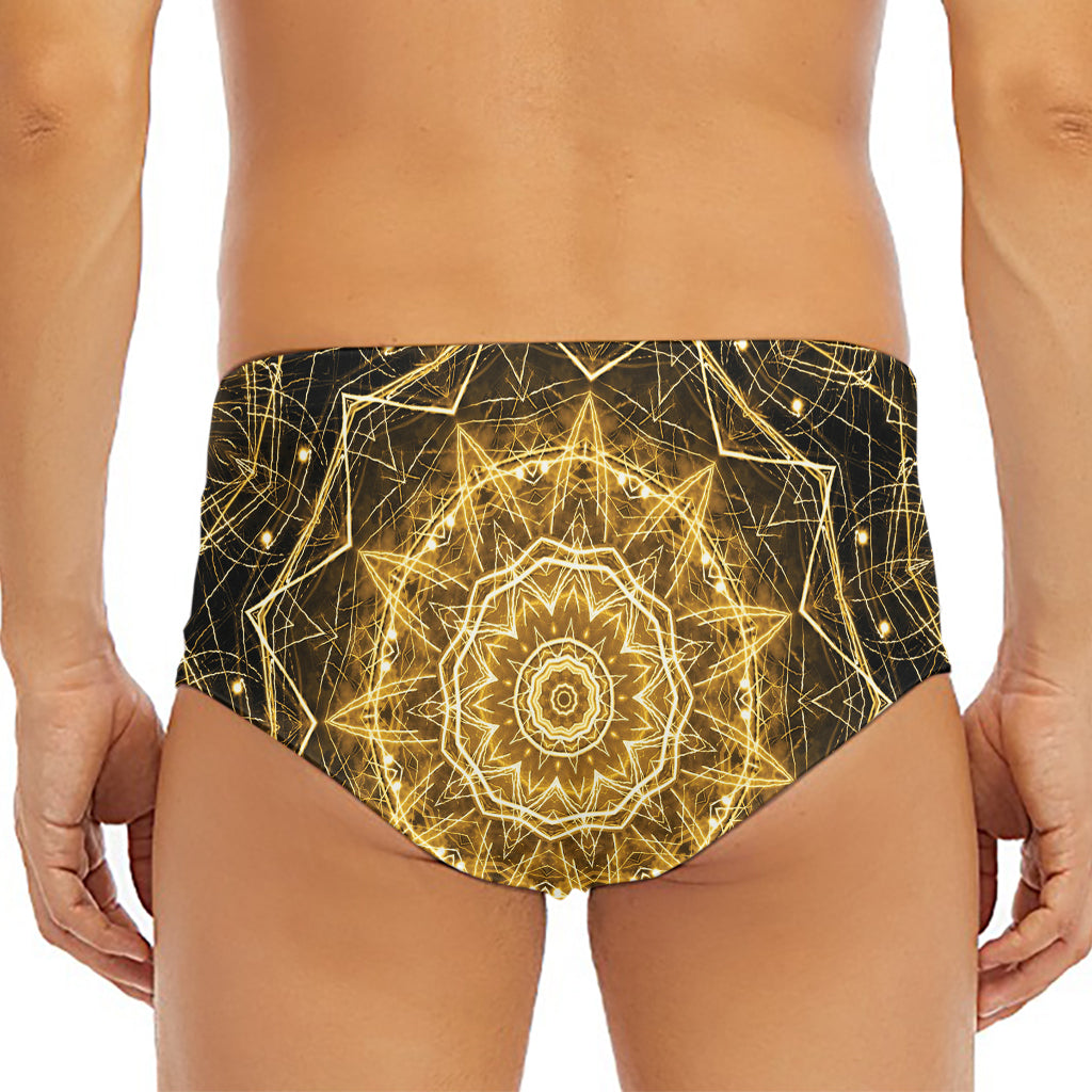 Gold Kaleidoscope Print Men's Triangle Swim Briefs