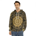 Gold Kaleidoscope Print Men's Velvet Pullover Hoodie