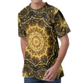 Gold Kaleidoscope Print Men's Velvet T-Shirt