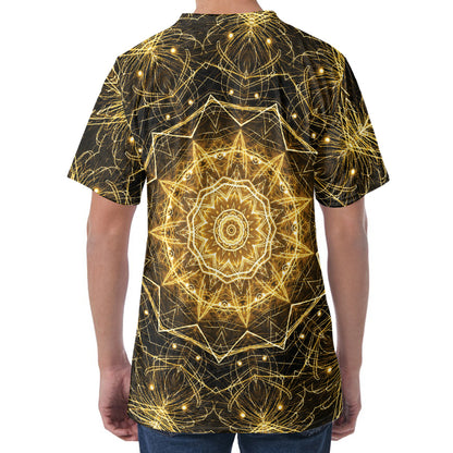 Gold Kaleidoscope Print Men's Velvet T-Shirt