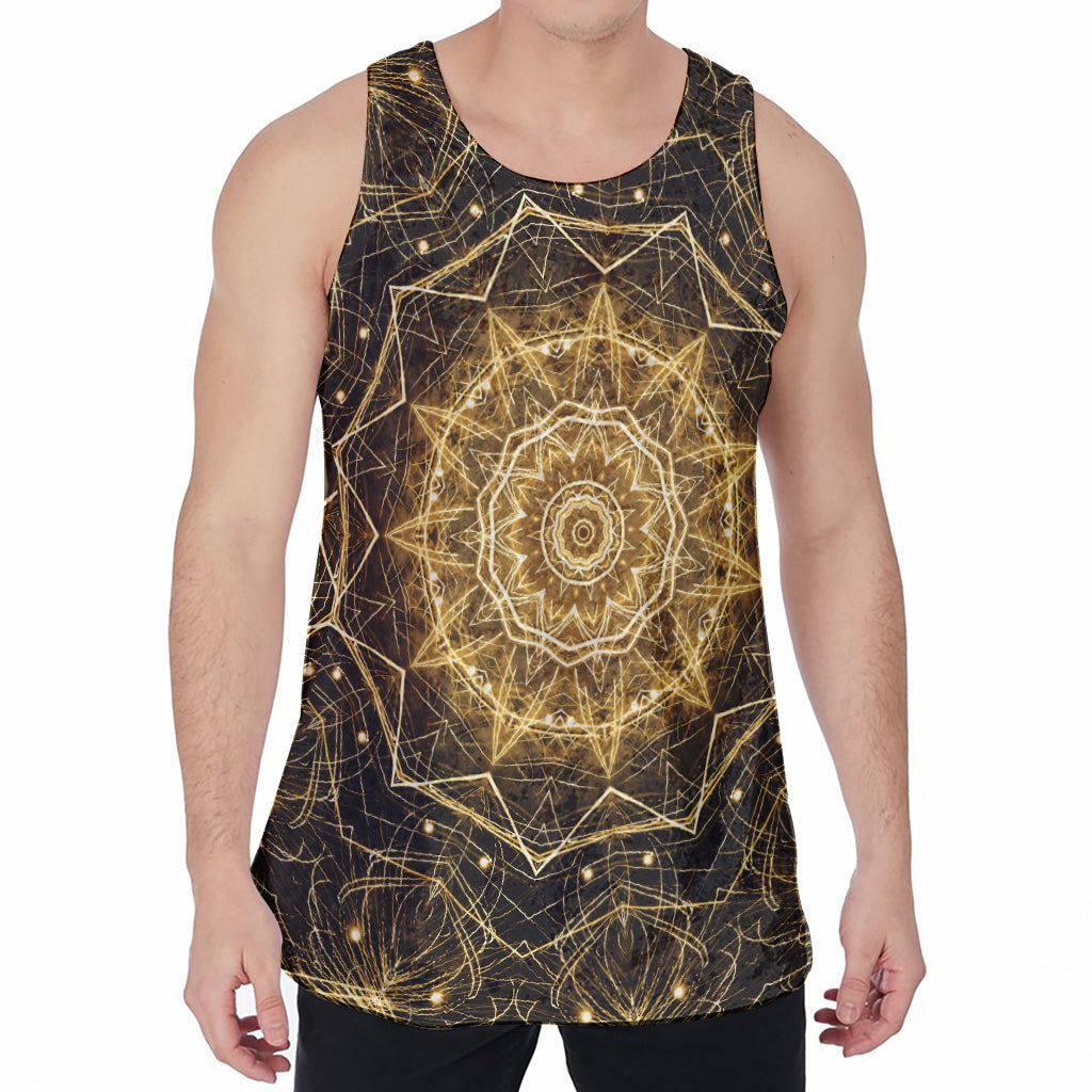 Gold Kaleidoscope Print Men's Velvet Tank Top