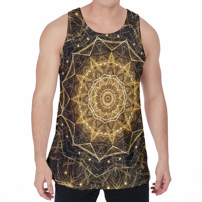 Gold Kaleidoscope Print Men's Velvet Tank Top