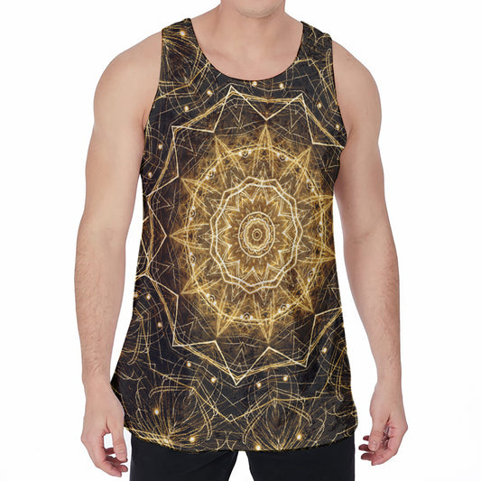Gold Kaleidoscope Print Men's Velvet Tank Top