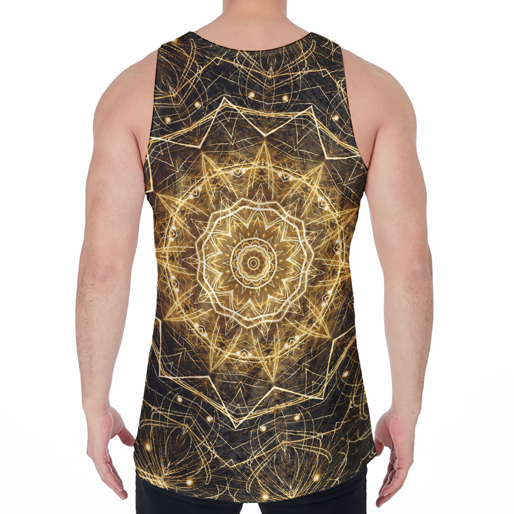 Gold Kaleidoscope Print Men's Velvet Tank Top