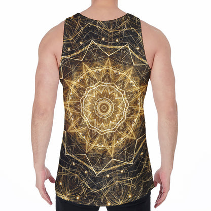 Gold Kaleidoscope Print Men's Velvet Tank Top