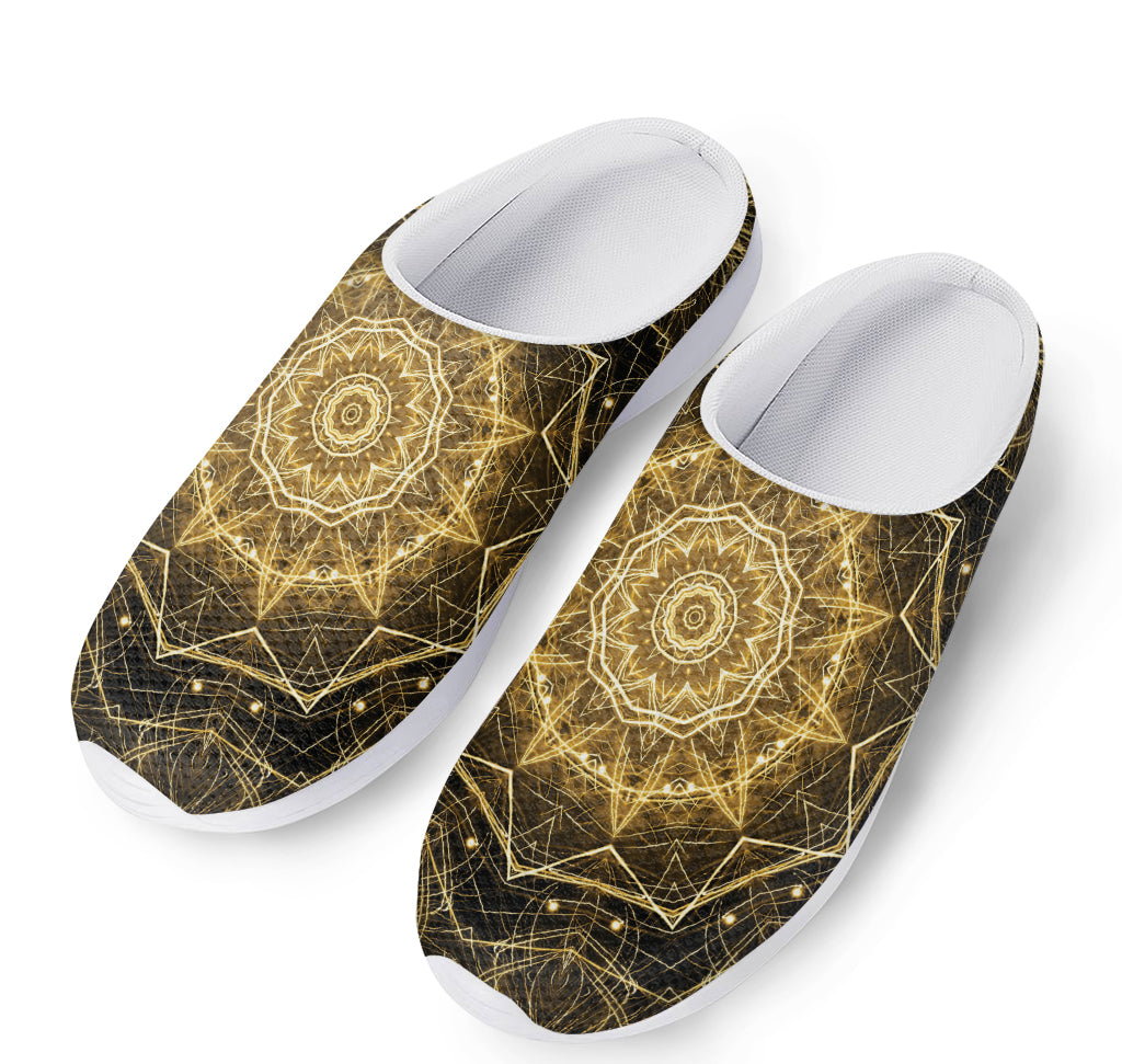 Gold Kaleidoscope Print Mesh Casual Shoes