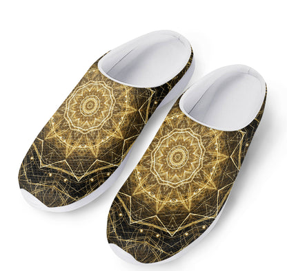 Gold Kaleidoscope Print Mesh Casual Shoes