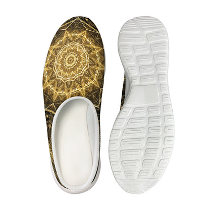 Gold Kaleidoscope Print Mesh Casual Shoes