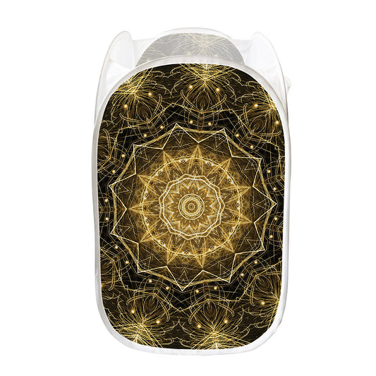 Gold Kaleidoscope Print Mesh Laundry Hamper