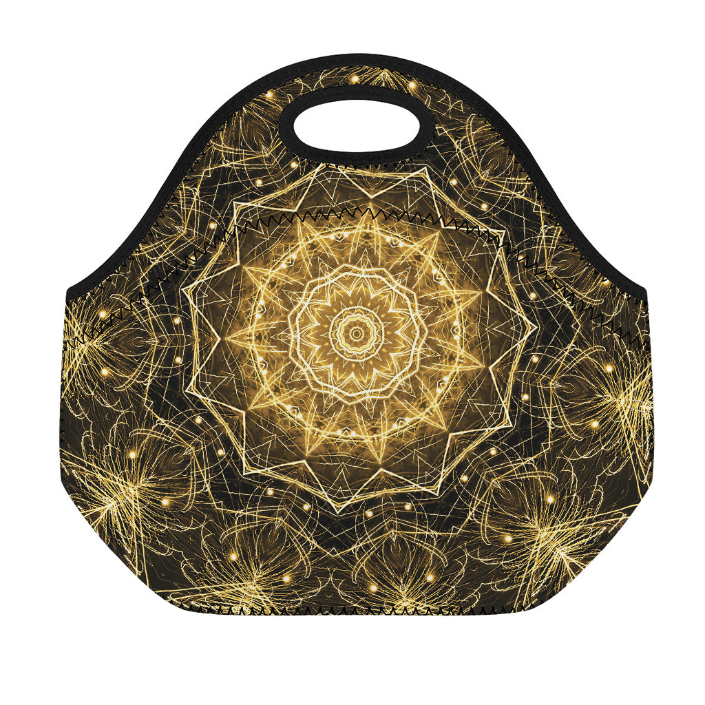 Gold Kaleidoscope Print Neoprene Lunch Bag
