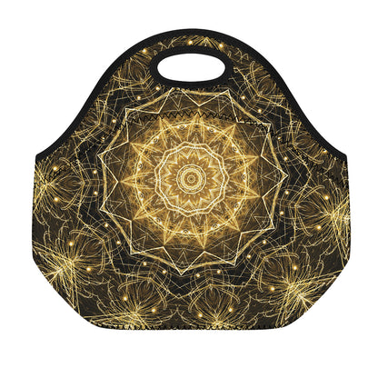 Gold Kaleidoscope Print Neoprene Lunch Bag
