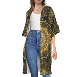 Gold Kaleidoscope Print Open Front Beach Cover Up