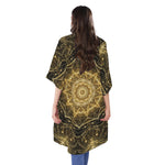 Gold Kaleidoscope Print Open Front Beach Cover Up