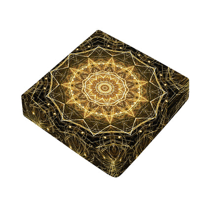 Gold Kaleidoscope Print Outdoor Seat Cushion Cover