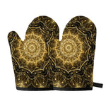 Gold Kaleidoscope Print Oven Mitts