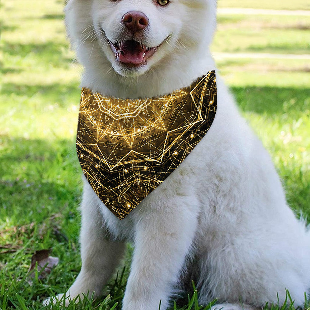 Gold Kaleidoscope Print Over The Collar Dog Bandana