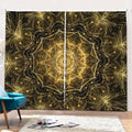 Gold Kaleidoscope Print Pencil Pleat Curtains