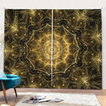 Gold Kaleidoscope Print Pencil Pleat Curtains