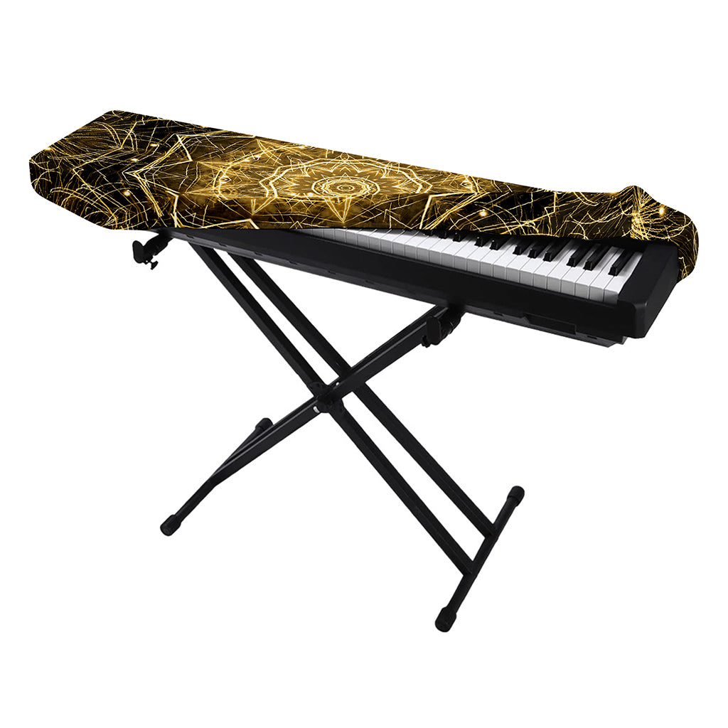 Gold Kaleidoscope Print Piano Keyboard Cover