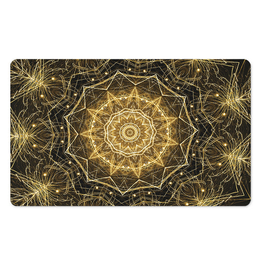 Gold Kaleidoscope Print Polyester Doormat
