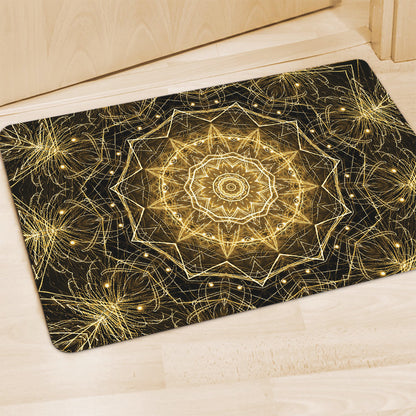 Gold Kaleidoscope Print Polyester Doormat