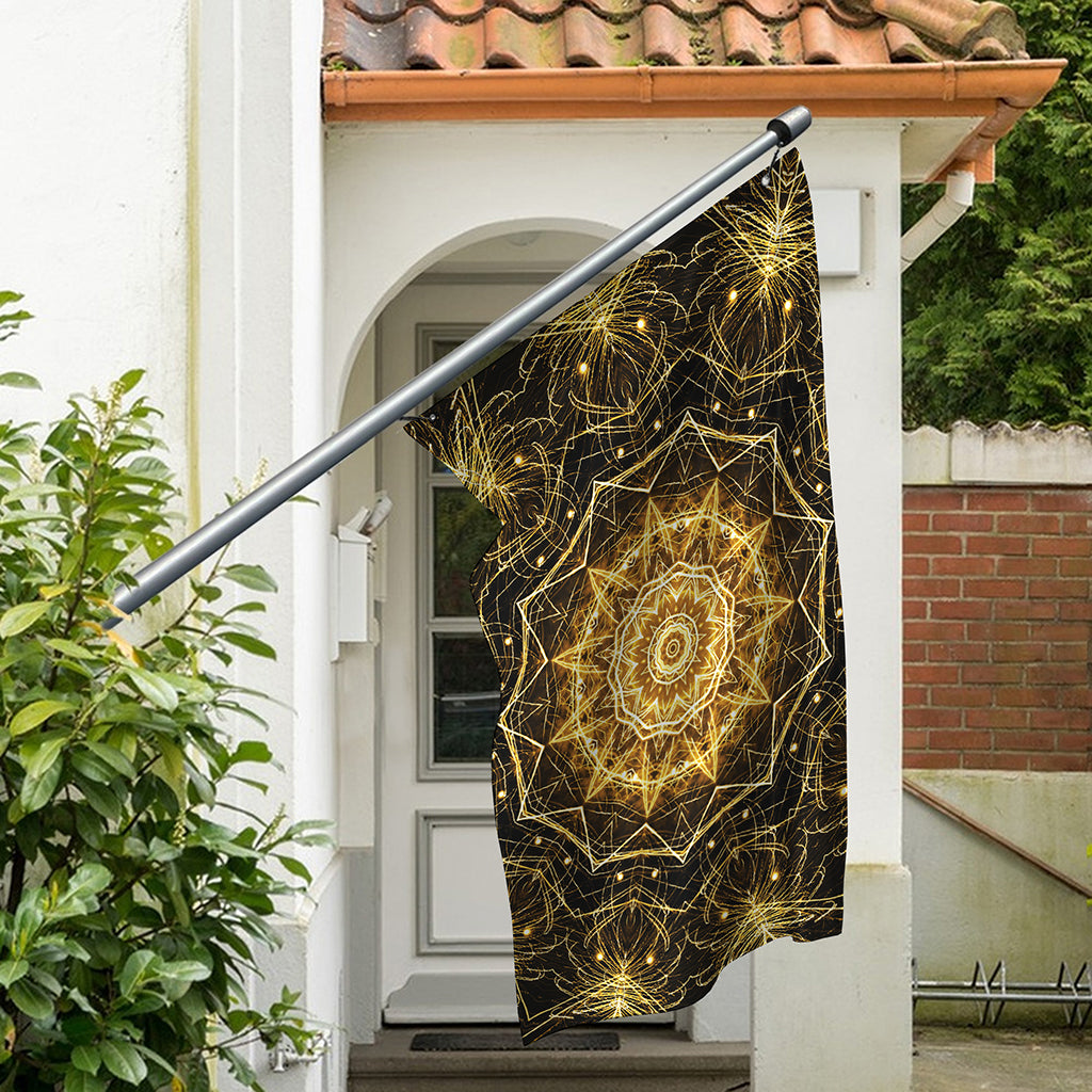 Gold Kaleidoscope Print Polyester Flag