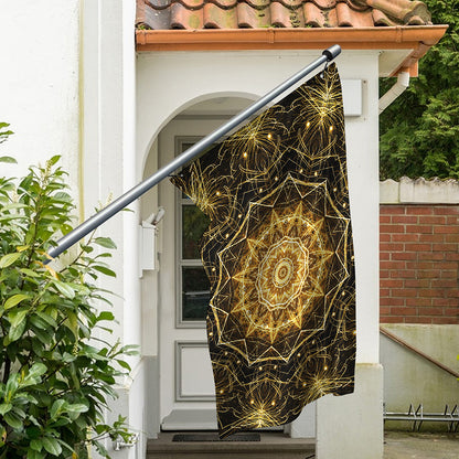 Gold Kaleidoscope Print Polyester Flag