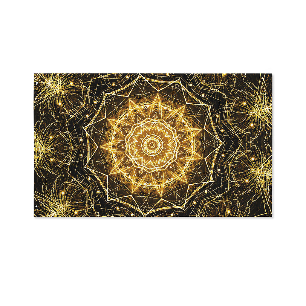 Gold Kaleidoscope Print Polyester Flag