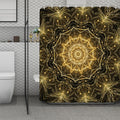 Gold Kaleidoscope Print Polyester Shower Curtain
