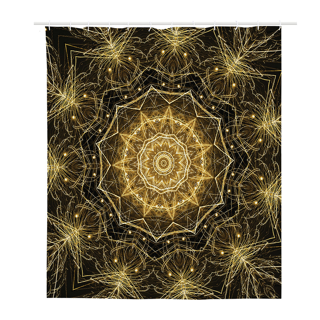 Gold Kaleidoscope Print Polyester Shower Curtain