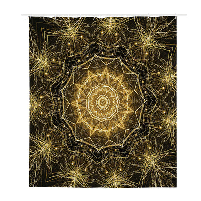 Gold Kaleidoscope Print Polyester Shower Curtain