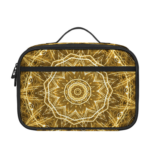 Gold Kaleidoscope Print Portable Lunch Bag