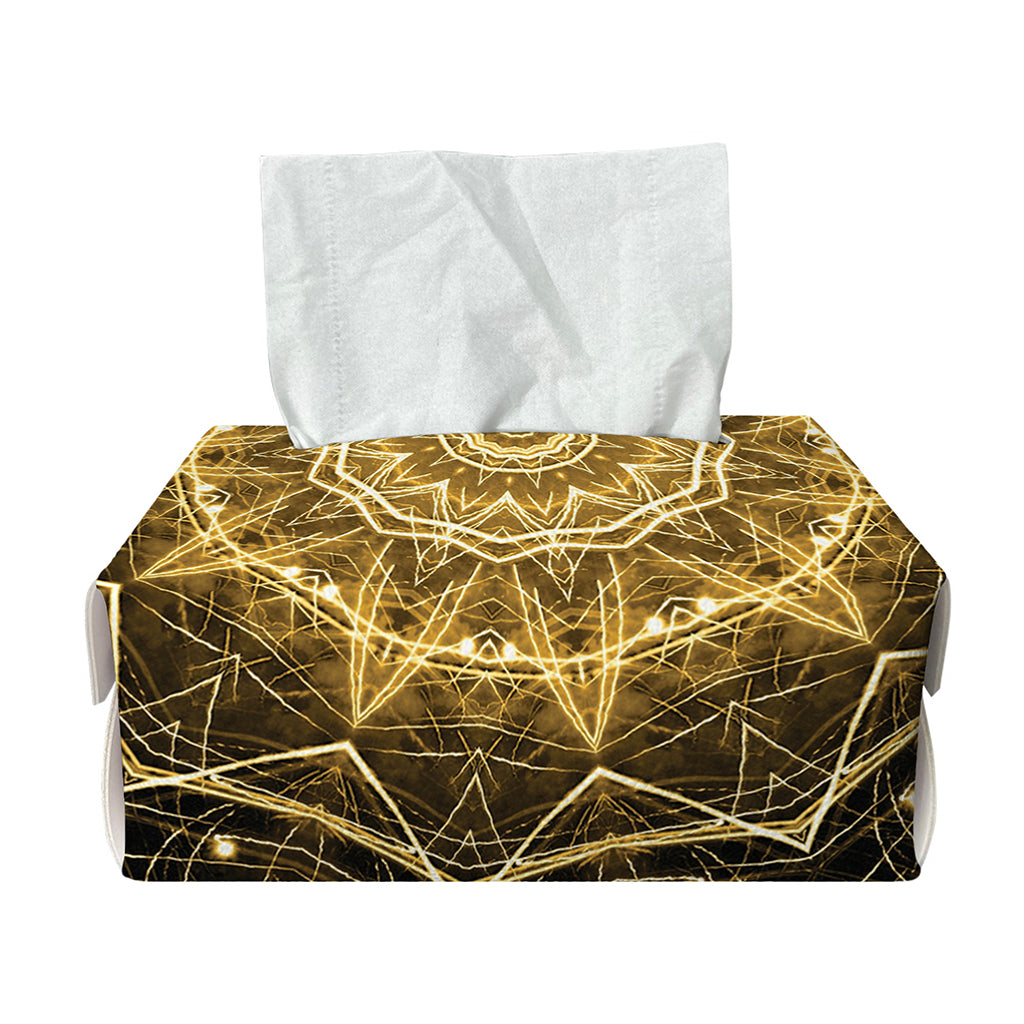 Gold Kaleidoscope Print Rectangle Tissue Box Cover