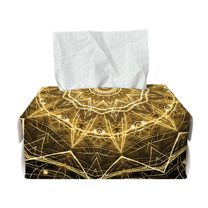 Gold Kaleidoscope Print Rectangle Tissue Box Cover