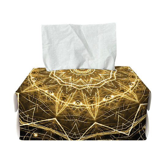 Gold Kaleidoscope Print Rectangle Tissue Box Cover