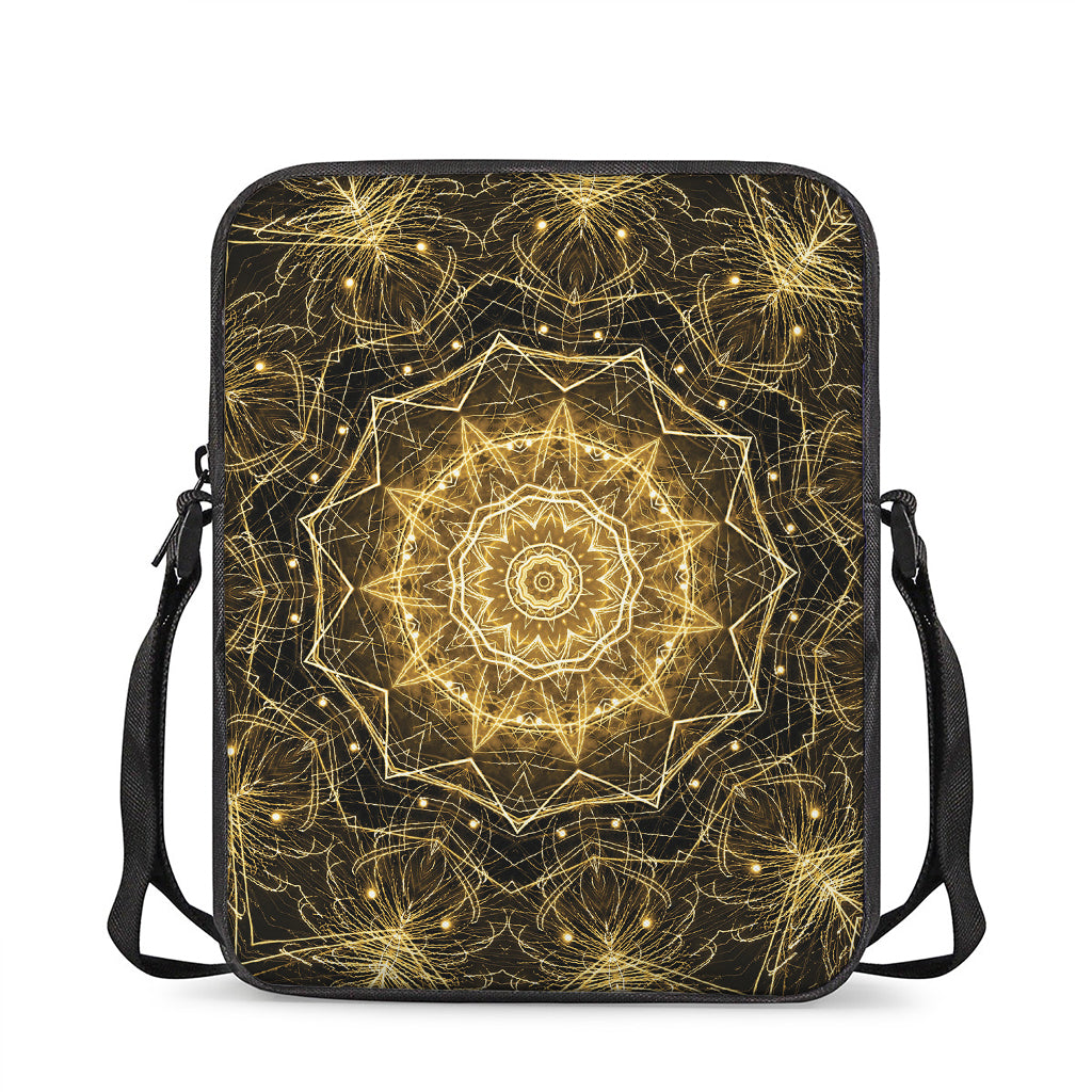Gold Kaleidoscope Print Rectangular Crossbody Bag