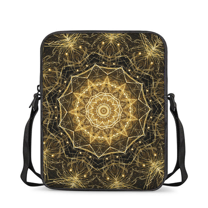 Gold Kaleidoscope Print Rectangular Crossbody Bag