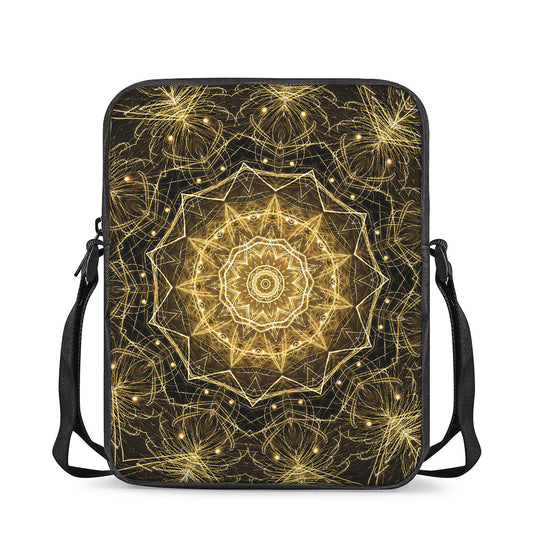 Gold Kaleidoscope Print Rectangular Crossbody Bag