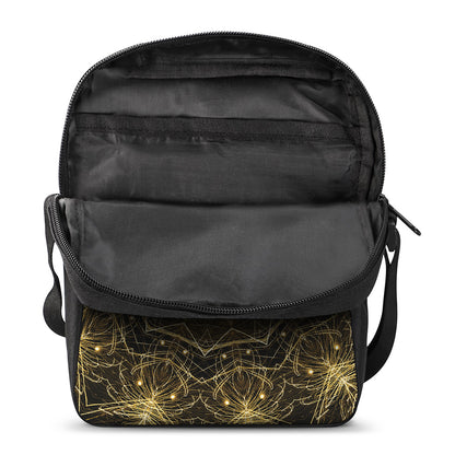 Gold Kaleidoscope Print Rectangular Crossbody Bag
