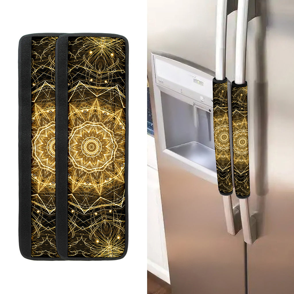 Gold Kaleidoscope Print Refrigerator Handle Covers