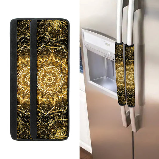 Gold Kaleidoscope Print Refrigerator Handle Covers