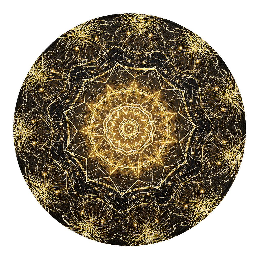 Gold Kaleidoscope Print Round Blanket