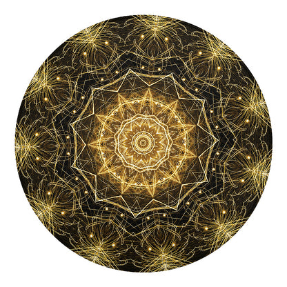 Gold Kaleidoscope Print Round Blanket