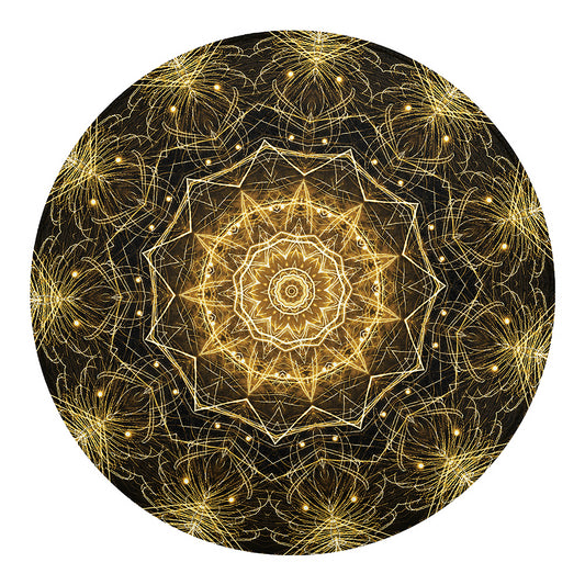 Gold Kaleidoscope Print Round Blanket